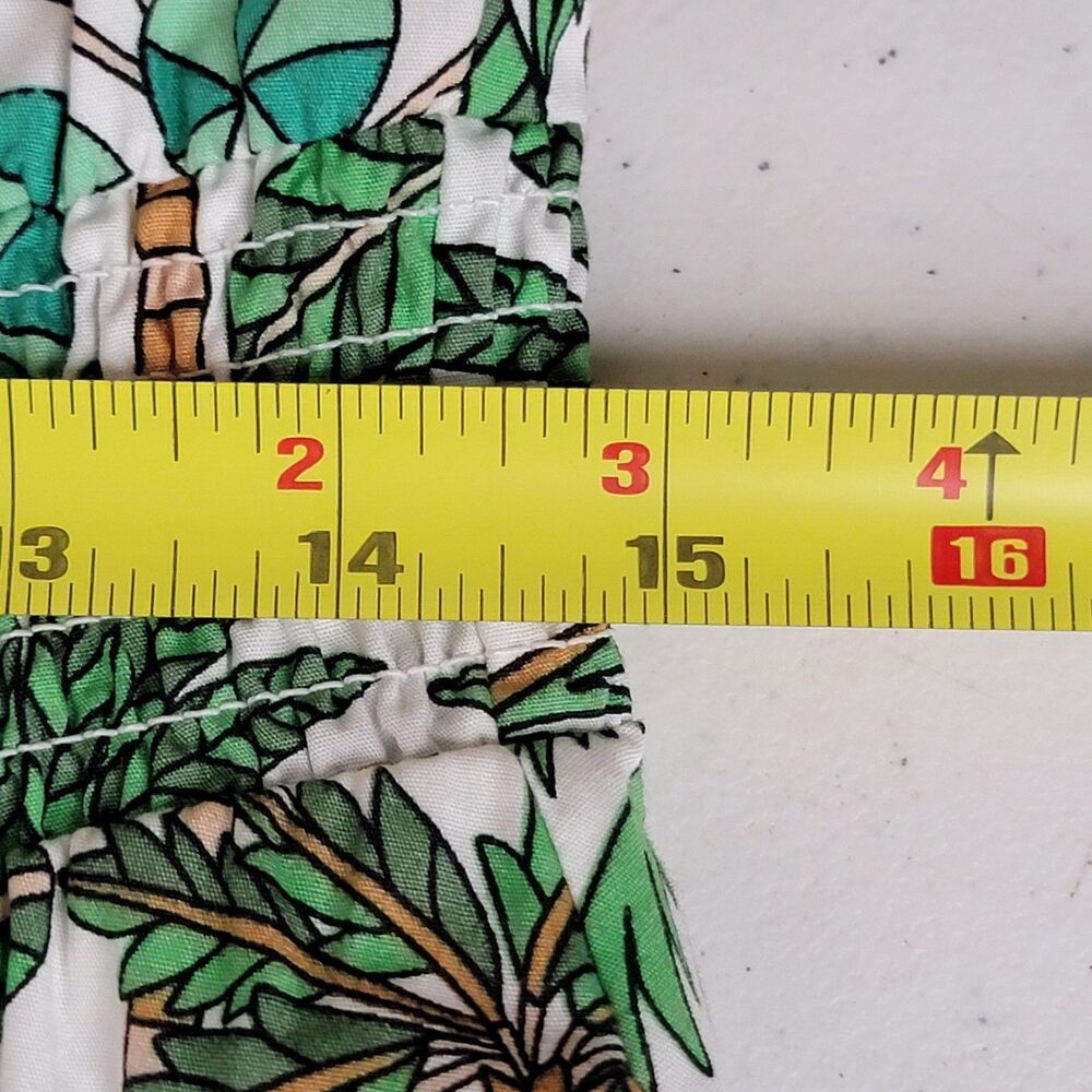 Boden Dress Women's 8 Smocked Waist Green White Pockets Tropical Preppy Summer - Picture 6 of 9